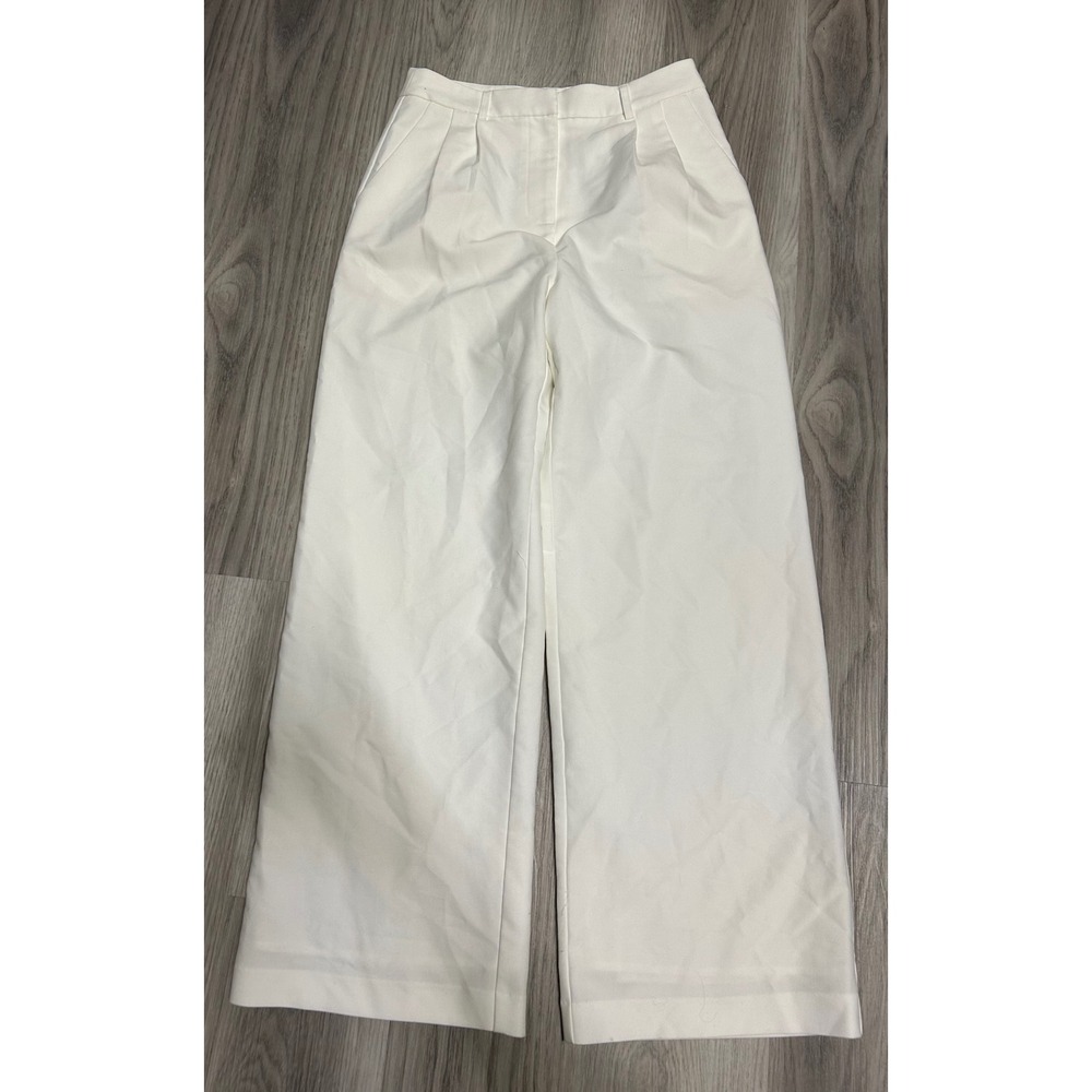 COMMENSE Women's White Wide Leg Pleated Tailored Trousers Size M